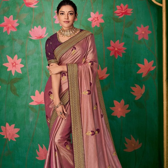 JHEAPS GORGEOUS PINKISH PURPLE RANGOLI DESIGNER SILK SAREE - Picture 1 of 7